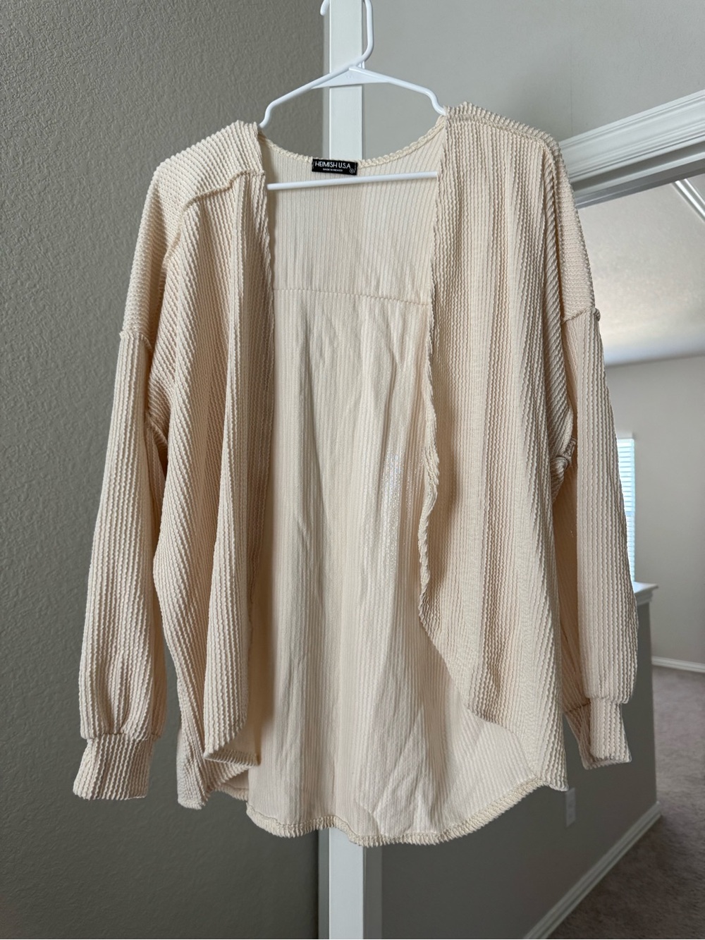 Cream Open-Front Lightweight Cardigan